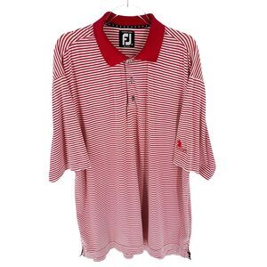 FJ Footjoy Polo Mens XL Red White Striped Prodry Lisle Golfer Eagle Ridge Golf